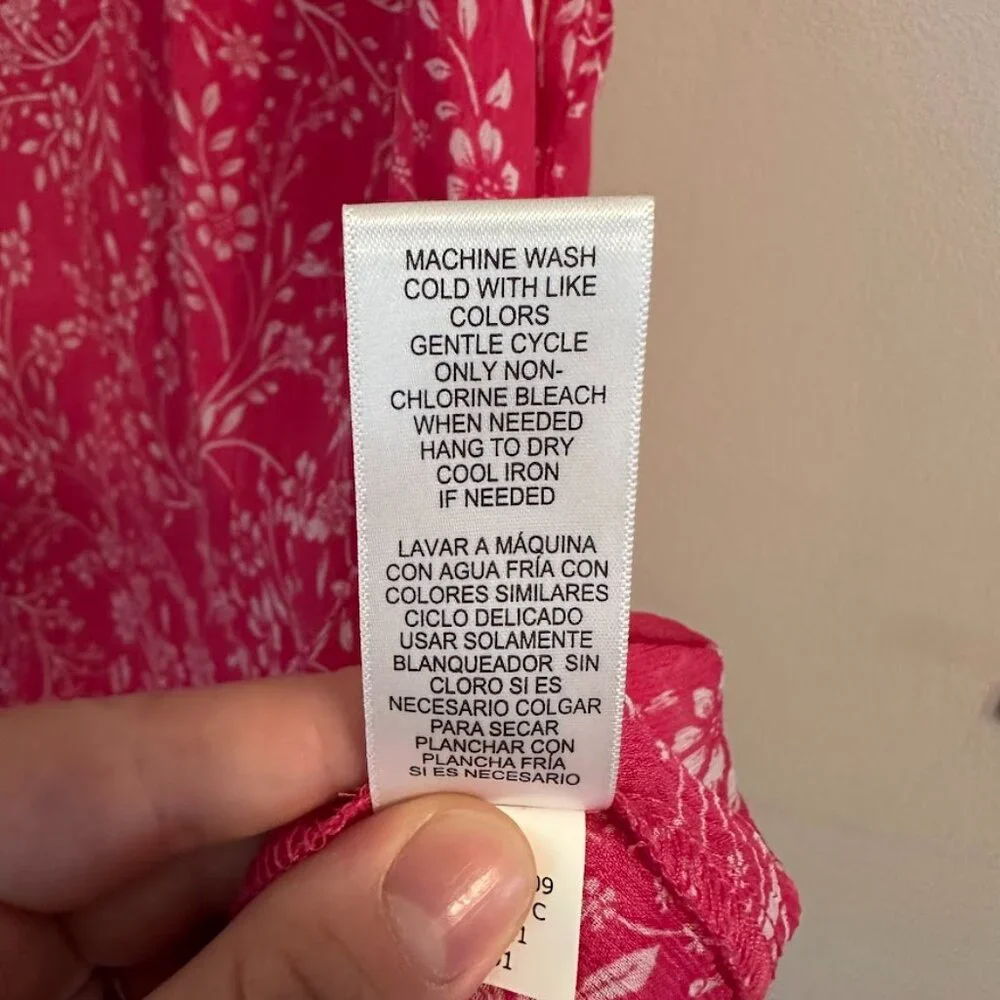 Cristina B Sleeveless V-Neck Floral Blouse / Tank Pink & White Size Large - Picture 9 of 9